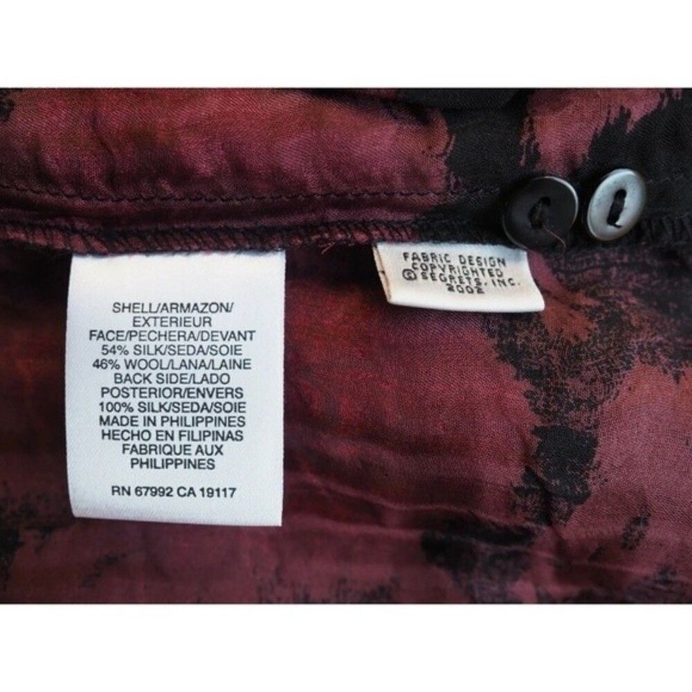 NWOT Vintage Sigrid Olsen button up blouse.  Black Burgundy color. Medium - Picture 9 of 9